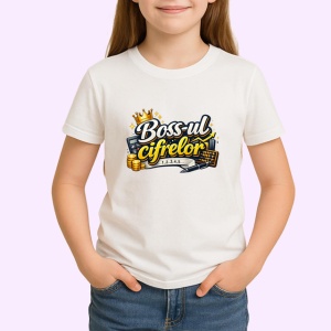 Tricou Bossul Cifrelor Mesaj Amuzant Contabilitate Gri, din bumbac 100% , tricou alb pentru Copii | Dama | Barbat - Img 2