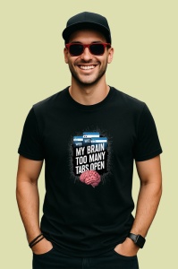 Tricou Brain Too Many Tabs Open Creier, Copii | Dama | Barbat, culoare negru - Img 2