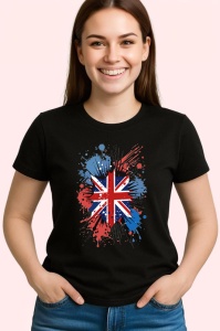 Tricou Britain Steag Splash Art, Copii | Dama | Barbat, culoare negru - Img 4