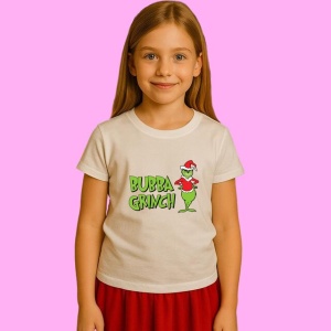 Tricou Bubba Grinch Retro Santa, din bumbac 100%, tricou alb, Copii | Dama | Barbat - Img 2