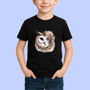 Tricou Bufnita si femeie cu pene mesaj motivational world changer Copii | Dama | Barbat, negru - Img 3