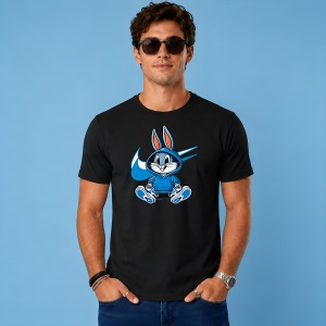 Tricou Bugs Bunny Blue Hoodie Hypebeast Style Urban Streetwear, din bumbac 100%, tricou negru, Copii | Dama | Barbat - Img 3