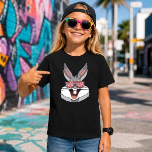 Tricou Bugs Bunny Ochelari Soare Urban Red Box Logo Streetwear, din bumbac 100%, tricou negru, Copii | Dama | Barbat - Img 7