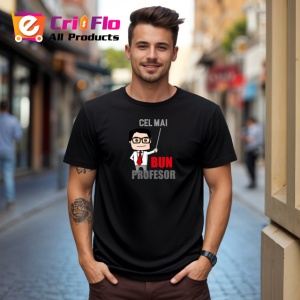 Tricou Bun Profesor Barbat Cu Ochelari Cadou, din bumbac 100%, tricou negru Barbat - Img 3
