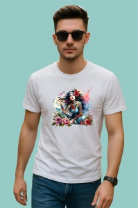 Tricou butterfly girl pink hair coffee, fata par roz fluturi si cafea, Copii | Dama | Barbat - Img 2