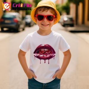 Tricou Buze alb-violet cu trandafiri asortati, Lip gloss, Copii | Dama - Img 15