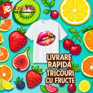 Tricou Buze femeie capsuni si portocala, Lip gloss, Copii | Dama - Img 12