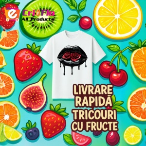 Tricou Buze femeie negre cu trandafiri turcoaz luminosi, Lip gloss, Copii | Dama - Img 12