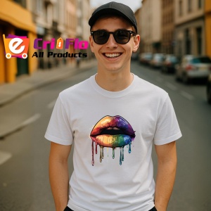 Tricou Buze inflacarate cu scurgere fundal alb Copii | Dama | Barbat - Img 6