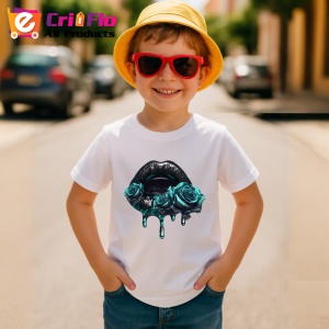 Tricou Buze negre lucioase cu trandafir rosu, Lip gloss, Copii | Dama - Img 9