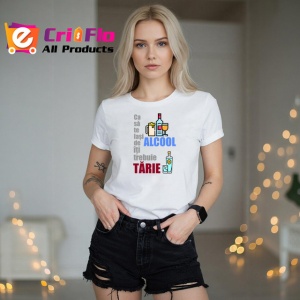 Tricou Ca Sa Te Lasi De Alcool Iti Trebuie Tarie, din bumbac 100% , tricou alb pentru Dama | Barbat - Img 3