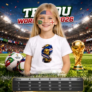 Tricou Cabo World Cup Fifa 2026, din bumbac 100%, tricou alb, Copii | Dama | Barbat - Img 4