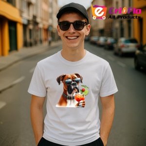 Tricou caine boxer ochelari negri cocktail cu lime, Copii | Dama | Barbat