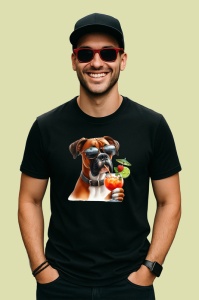 Tricou Caine boxer ochelari negri cocktail cu lime, Copii | Dama | Barbat , tricou negru - Img 4