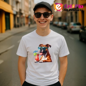 Tricou caine boxer ochelari verzi limonada rosie cocktail, Copii | Dama | Barbat - Img 6
