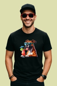 Tricou Caine boxer ochelari verzi limonada rosie cocktail, Copii | Dama | Barbat , tricou negru