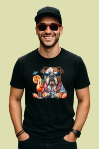 Tricou Caine bulldog englez cocktail portocala pahar vara, Copii | Dama | Barbat , tricou negru - Img 3
