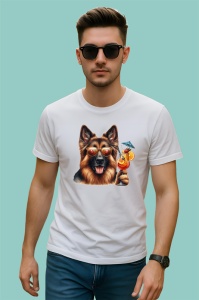 Tricou caine ciobanesc german ochelari cocktail rosu vara, Copii | Dama | Barbat - Img 2