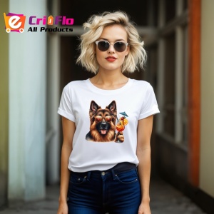 Tricou caine ciobanesc german ochelari cocktail rosu vara, Copii | Dama | Barbat - Img 11