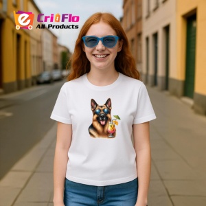 Tricou caine ciobanesc german ochelari cocktail tropical, Copii | Dama | Barbat - Img 8