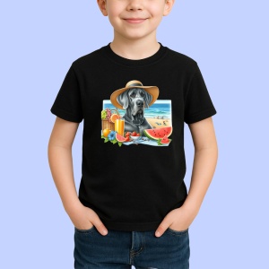 Tricou Caine dog german plaja palarie pepene cocktail, Copii | Dama | Barbat , tricou negru - Img 2