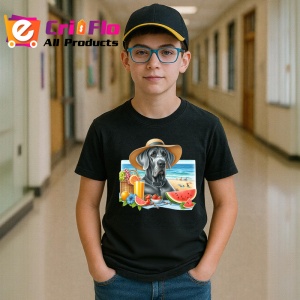 Tricou Caine dog german plaja palarie pepene cocktail, Copii | Dama | Barbat , tricou negru - Img 6