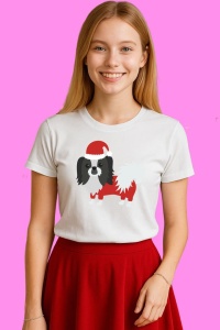 Tricou Caine Imbracat Craciun, din bumbac 100%, tricou alb, Copii | Dama | Barbat - Img 3