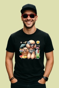 Tricou Caine pudel costum de baie cos plaja vara, Copii | Dama | Barbat , tricou negru - Img 4
