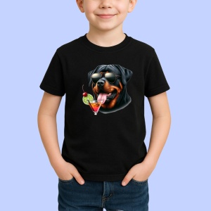 Tricou Caine rottweiler ochelari cocktail rosu verde, Copii | Dama | Barbat , tricou negru - Img 2