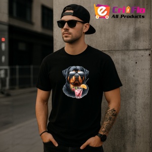 Tricou Caine rottweiler ochelari cocktail roz cu pai, Copii | Dama | Barbat , tricou negru - Img 11