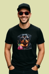 Tricou Caine rottweiler ochelari negri cocktail roz, Copii | Dama | Barbat , tricou negru - Img 3