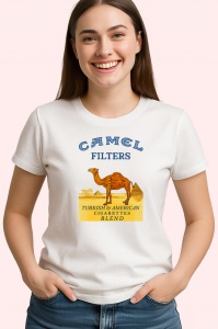 Tricou camel filters tigari clasice design alb turkish american blend, Copii | Dama | Barbat - Img 4