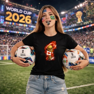 Tricou Canada World Cup Fifa 2026, din bumbac 100%, tricou negru, Copii | Dama | Barbat - Img 9