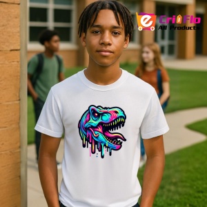 Tricou Cap de dinozaur stil graffiti fundal alb Copii | Dama | Barbat - Img 5