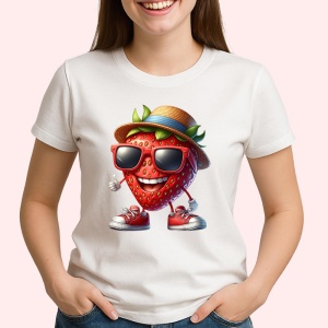 Tricou Capsuna amuzanta de vara cool, Fructe, Copii | Dama - Img 2