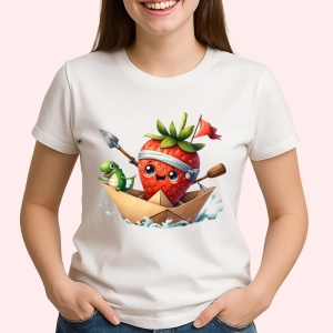 Tricou Capsuna amuzanta de vara navigator pirat, Fructe, Copii | Dama - Img 2