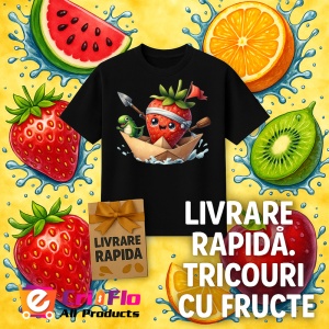 Tricou Capsuna amuzanta de vara navigator pirat, Fructe, Copii | Dama, culoare negru - Img 12