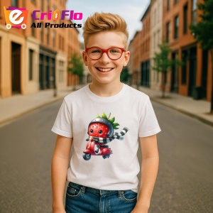 Tricou Capsuna amuzanta de vara pe scuter, Fructe, Copii | Dama - Img 5