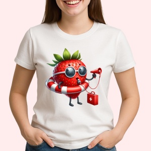 Tricou Capsuna amuzanta de vara salvamar, Fructe, Copii | Dama - Img 2