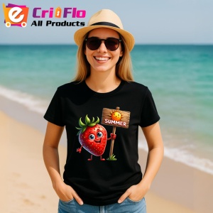 Tricou Capsuna amuzanta de vara summer, Fructe, Copii | Dama, culoare negru - Img 11