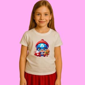 Tricou Captain America Christmas Cu Lumini, din bumbac 100%, tricou alb, Copii | Dama | Barbat