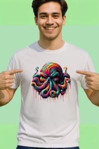 Tricou Caracatita stil graffiti cu tentacule dinamice Copii | Dama | Barbat - Img 2