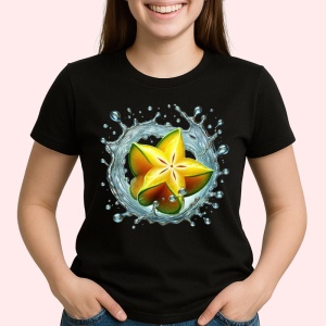 Tricou Carambola in explozie acvatica, Fructe, Copii | Dama, culoare negru - Img 2