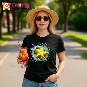 Tricou Carambola in explozie acvatica, Fructe, Copii | Dama, culoare negru - Img 9