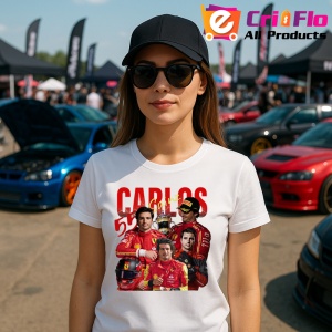 Tricou Carlos Sainz Formula 1 Imagine Dinamica Echipa Ferrari, Copii | Dama | Barbat - Img 8