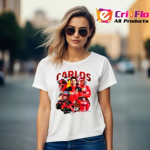 Tricou Carlos Sainz Poster Portret Rosu Ferrari Formula 1, Copii | Dama | Barbat - Img 9