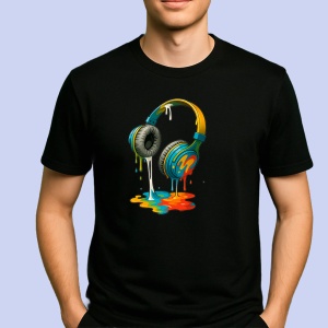 Tricou Casti colorate care se topesc Negru, Copii | Dama | Barbat