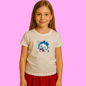 Tricou Catel Alb Cu Fundal Zapada Craciun, din bumbac 100% Copii | Dama | Barbat