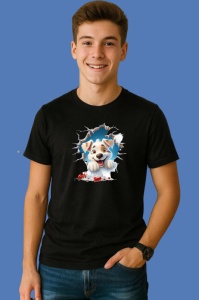 Tricou Catel Cu Fundal Albastru Craciun, din bumbac 100% Copii | Dama | Barbat