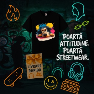 Tricou Catel si pete de culoare Negru, Copii | Dama | Barbat - Img 5
